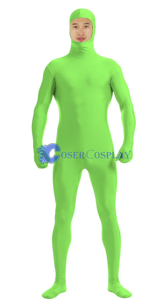 Open Face Lycra Spandex Zentai Light Green